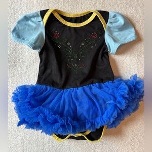 Frozen Anna Blue Black Onesie with Ruffled Tulle Skirt, Approx 6 Mos